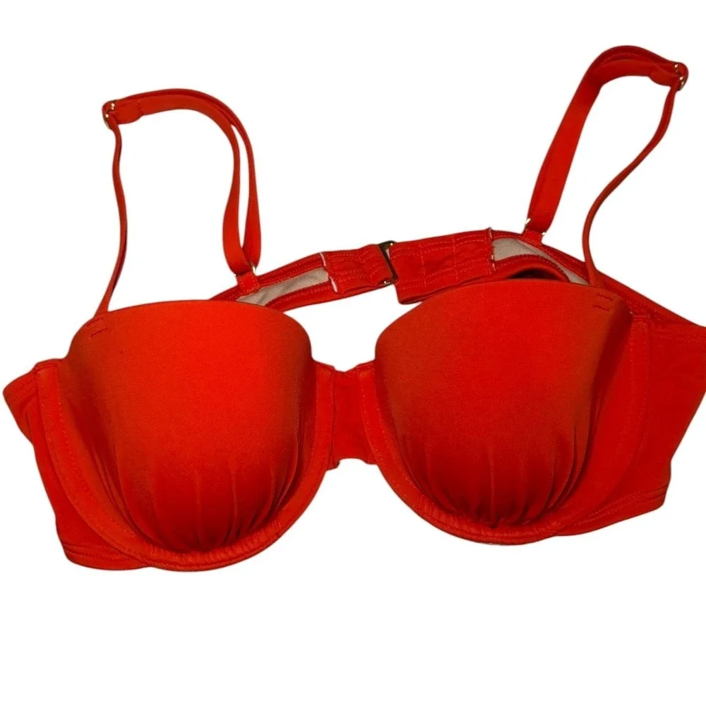 Shade & Shore Red Bikini Top 34B Push Up Underwire Swim Top NWOT